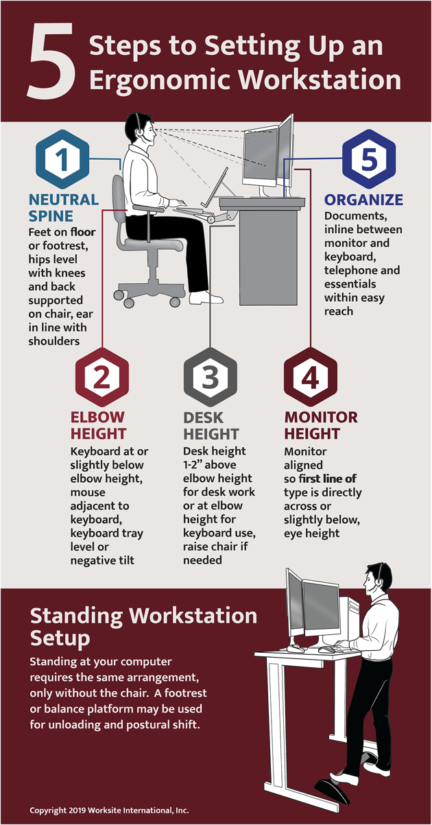 5 Steps to Setting Up an Ergonomic Workstation Infographic